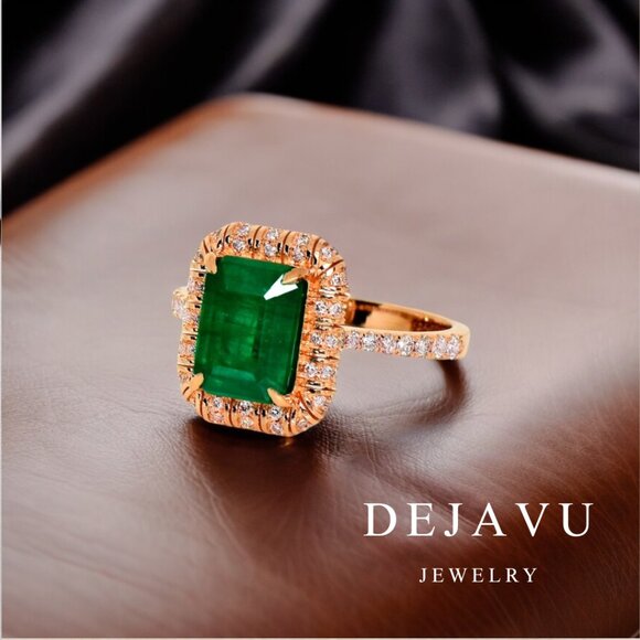 Rose Gold Emerald Ring - Picture 1 of 8